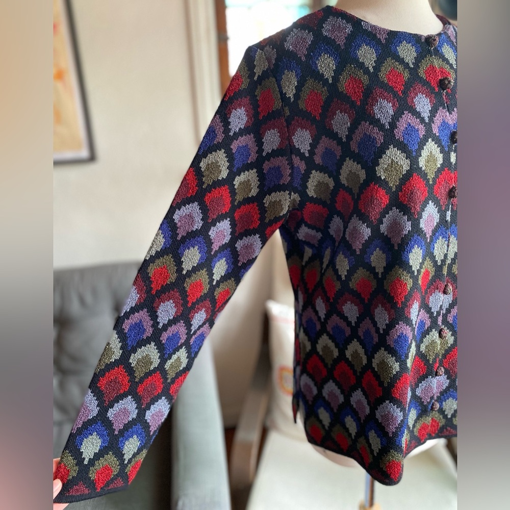 Colorful Patterned Button-Up Sweater - Picture 4 of 9